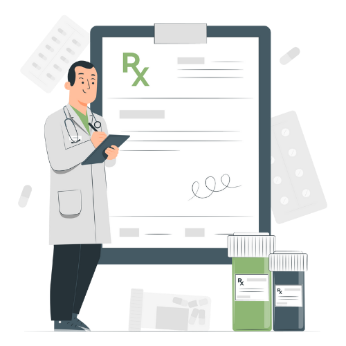 Animated image of a Pharmacist with prescription