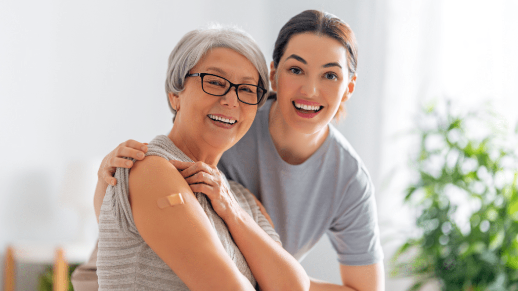an old woman with pharmacist in the pharmacy