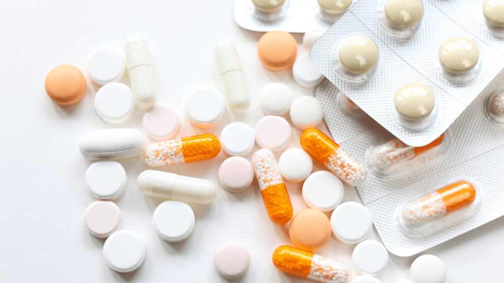 Tablets and Capsules in a white background